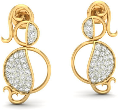 Jewels5 Olyvia Yellow Gold 14kt Diamond Stud Earring(Rhodium Plated)
