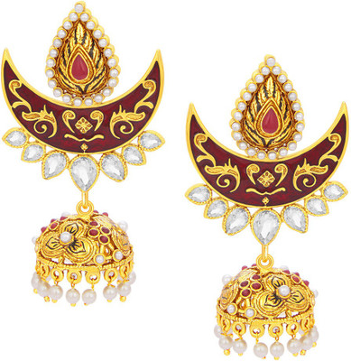 

Sukkhi Enchanting chandbali Jhumki Gold Plated AD Alloy Chandbali Earring
