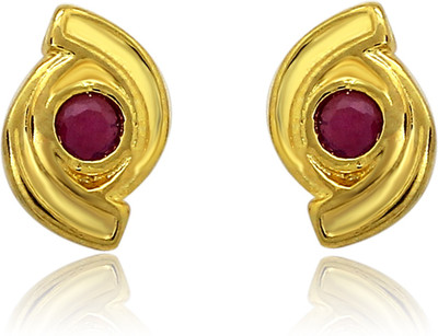 mahi Red Spiral Ruby Alloy, Brass Stud Earring