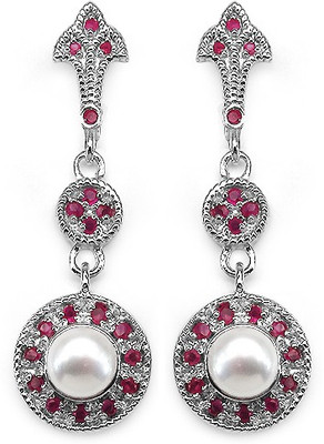 

Johareez Floral Ruby Sterling Silver Drop Earring