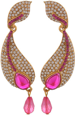

Blacksmith Pink Feather Crystal Metal Drop Earring