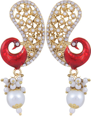 

Pink Rose Mayur Alloy Drop Earring