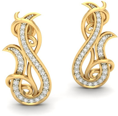 

Jewels5 Colina Yellow Gold 14kt Diamond Stud Earring(Rhodium Plated)