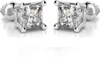 

Anopchand Tilokchand Jewellers Princess Cut Cubic Zirconia Silver Stud Earring