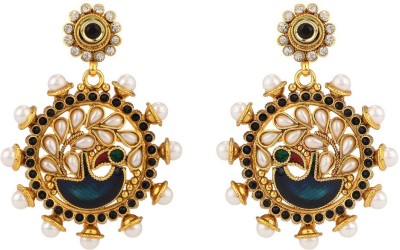 rajwada arts Peacock Inspired Brass Drops & Danglers