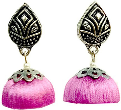 TrendyTrendy TrendyTrendy Silver oxidised Lavender Jhumka Plastic Jhumki Earring available at flipkart for Rs.198