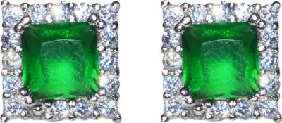 

Kataria Jewellers Green Stone Square Silver Stud Earring