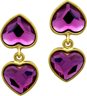 mahi Pink Heart Crystal Alloy Drops & Danglers