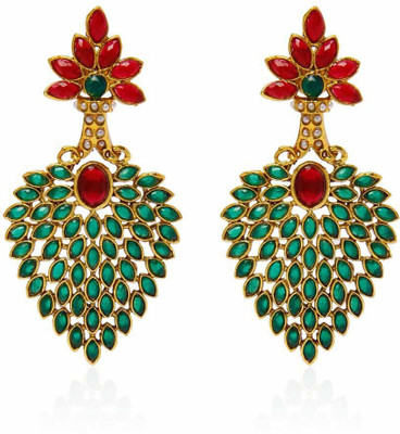 Diyofa Jewellery Bollywood Ethnic Gold Plated Semi Precious Kundan and Stone Antique Design Indian Necklace Set with Earrings for Women