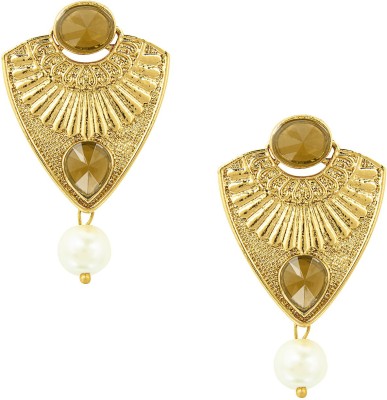 Shining Jewel Fancy Traditional & Trendy Pearl Brass Drops & Danglers