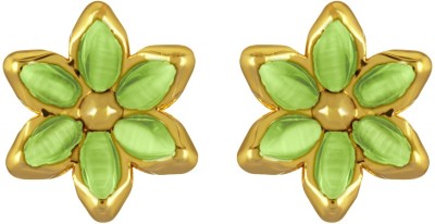 mahi Light Gree Floral Cat's Eye Alloy Stud Earring