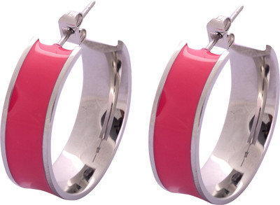 Sparkling Drop Spring Sparkle Stainless Steel Hoop Earring