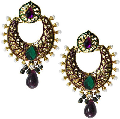 

Being Women Elegant Gold Plated pearl with stone studded fashion Alloy Chandbali Earring