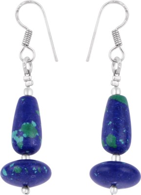 Pearlz Ocean 2.5 Inch Blue and Green Dyed Howlite Roundel and Drop Shaped Alloy Drops & Danglers