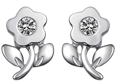 

Kataria Jewellers Floral Diamond Silver Stud Earring