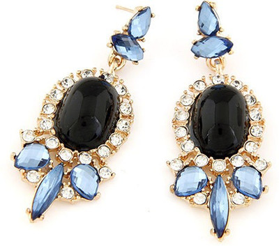 Cinderella Collection By Shining Diva Alluring Golden & Black Crystal Alloy Drops & Danglers