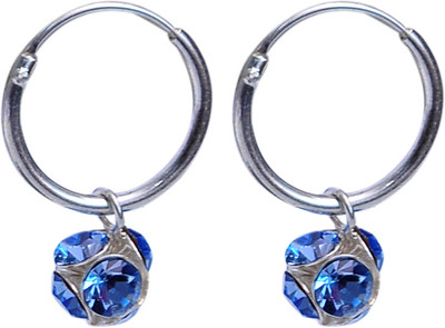 Abhooshan Crystal Sterling Silver Hoop Earring