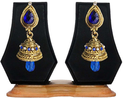 Being Women Elegant Blue Gold Plated With Stone Studed Fashion Alloy Jhumki Earring