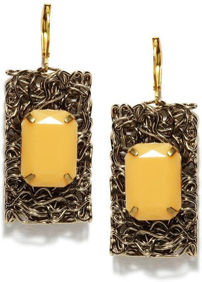 

Blissdrizzle Yellow & Gold Toned Metal Dangle Earring