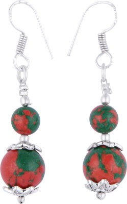 Pearlz Ocean 2.5 Inch Dyed Howlite Multi- Color Round Shaped Alloy Drops & Danglers