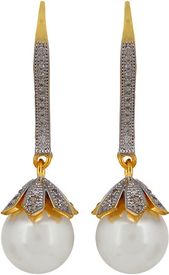 

Affinity Floral Cubic Zirconia, Pearl Silver, Alloy Dangle Earring