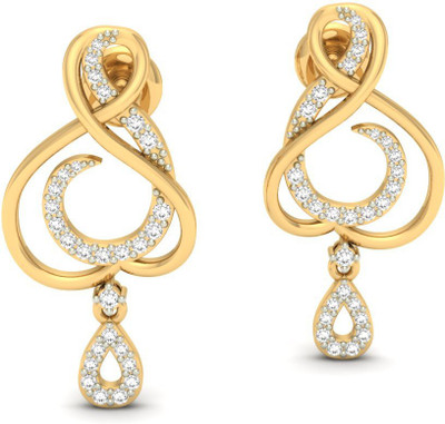 

Jewels5 Pearl Yellow Gold 14kt Diamond Drop Earring(Rhodium Plated)
