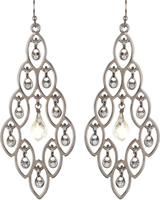 

Fabula Silver & White Zircon American Diamond AD CZ Traditional Ethnic Jewellery for Women, Girls & Ladies Metal Dangle Earring