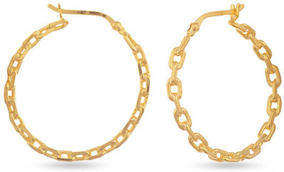 

LeCalla Solid Links Hoop Earrings - Gold Plated Sterling Silver Hoop Earring