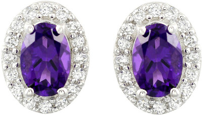 

Exxotic Jewelz Designer Sparkle Amethyst Sterling Silver Stud Earring