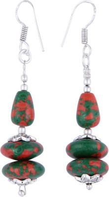 Pearlz Ocean 2.5 Inch Dyed Howlite Multi- Color Roundel and Drop Shaped Alloy Drops & Danglers