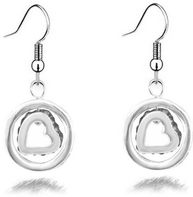 Silver Shoppee Circle Of Love Cubic Zirconia Alloy Drops & Danglers