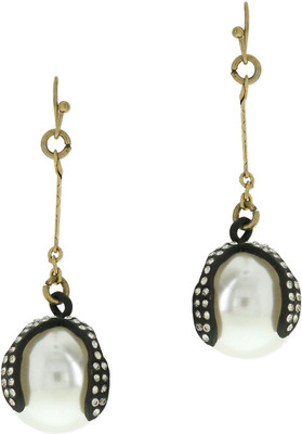 

Oomph Gold, Black & White Crystal & Pearl Fashion Jewellery Drop for Women, Girls & Ladies Metal Dangle Earring