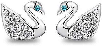 Silver Shoppee Studded Swan Cubic Zirconia Alloy Stud Earring