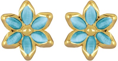 mahi Light Blue Floral Cat's Eye Alloy Stud Earring