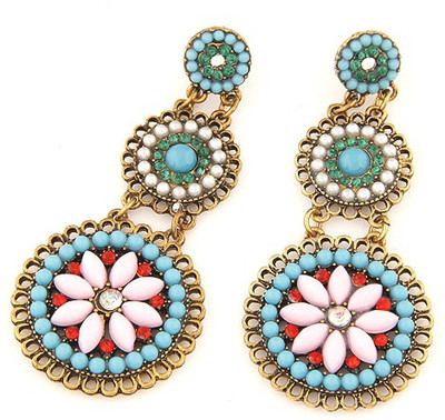 Cinderella Collection By Shining Diva Golden & Sky Blue Coloured Bead Alloy Drops & Danglers