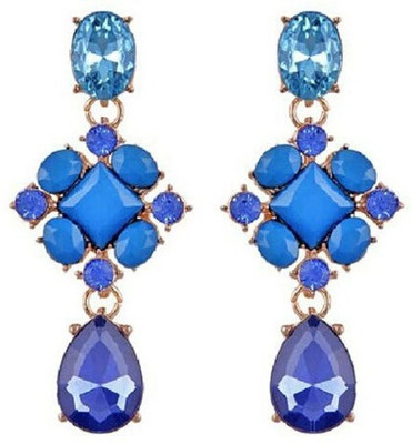 Aaishwarya Shimmering Blue Party Crystal Alloy Drop Earring