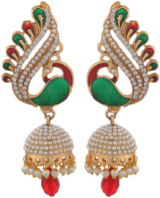 

Blacksmith Art Peacock Crystal Metal Jhumki Earring