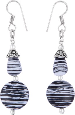 Pearlz Ocean 2.5 Inch Dyed Howlite Black and White, Drop and Coin Shaped Alloy Drops & Danglers