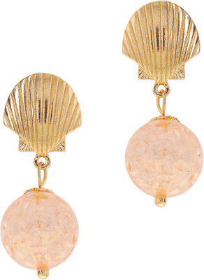 

Oomph Gold & Pink Peach Crystal Shell Fashion Jewellery for Women, Girls & Ladies Metal Drop Earring