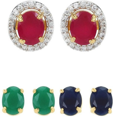 JEWELS GURU Diva Style Cubic Zirconia Brass Earring Set