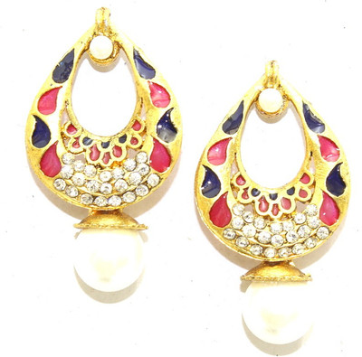 aarnaa Blue Rani Enamel Alloy Drops & Danglers