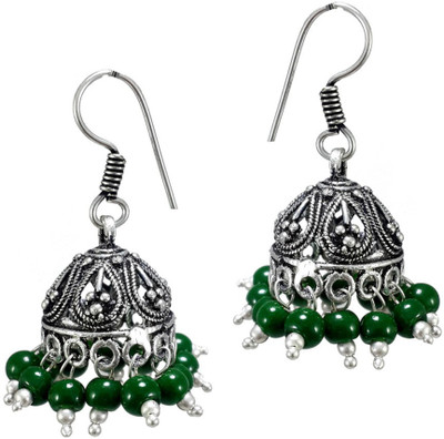 

V L Impex Green Beads Oxidized Earring Alloy Jhumki Earring