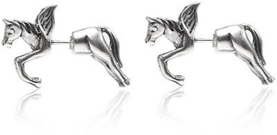 

LeCalla Animal Inspired Two Way Trendy Horse Sterling Silver Stud Earring