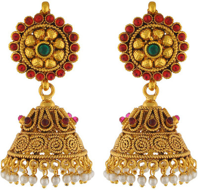 

Aarushi Ethinc Cubic Zirconia, Pearl Alloy Jhumki Earring