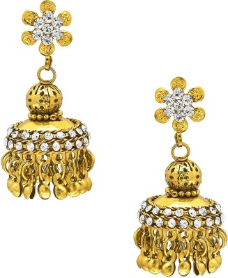 Shining Jewel 24K Antique Jhumki Crystal Brass Jhumki Earring