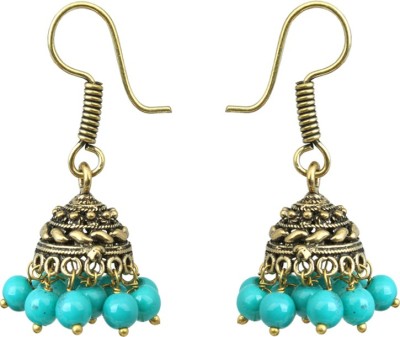 Waama Jewels turquois Fashion Jewellery For womens Office Wear Official Pearl Brass Jhumki Earring