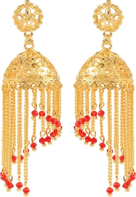 Shining Jewel 24K Chandelier Jhumki Pearl Brass Drops & Danglers