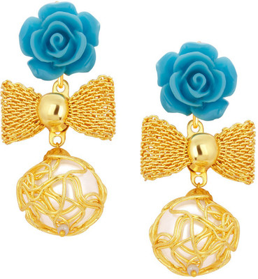 

Sukkhi Pleasing Aqua Rose Gold Plated Alloy Drop Earring