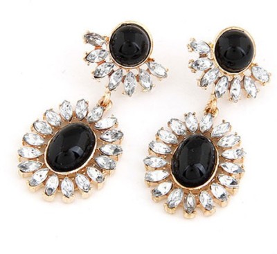 Cinderella Collection By Shining Diva Golden & Black Crystal Alloy Drops & Danglers