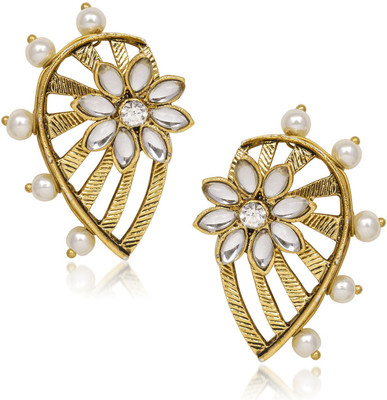 

Meenaz Lovely Leaf Stone Design Cubic Zirconia Alloy Chandelier Earring